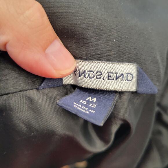 Land's End Black Mid-Length Windbreaker with Removeable hood, M - Picture 11 of 11